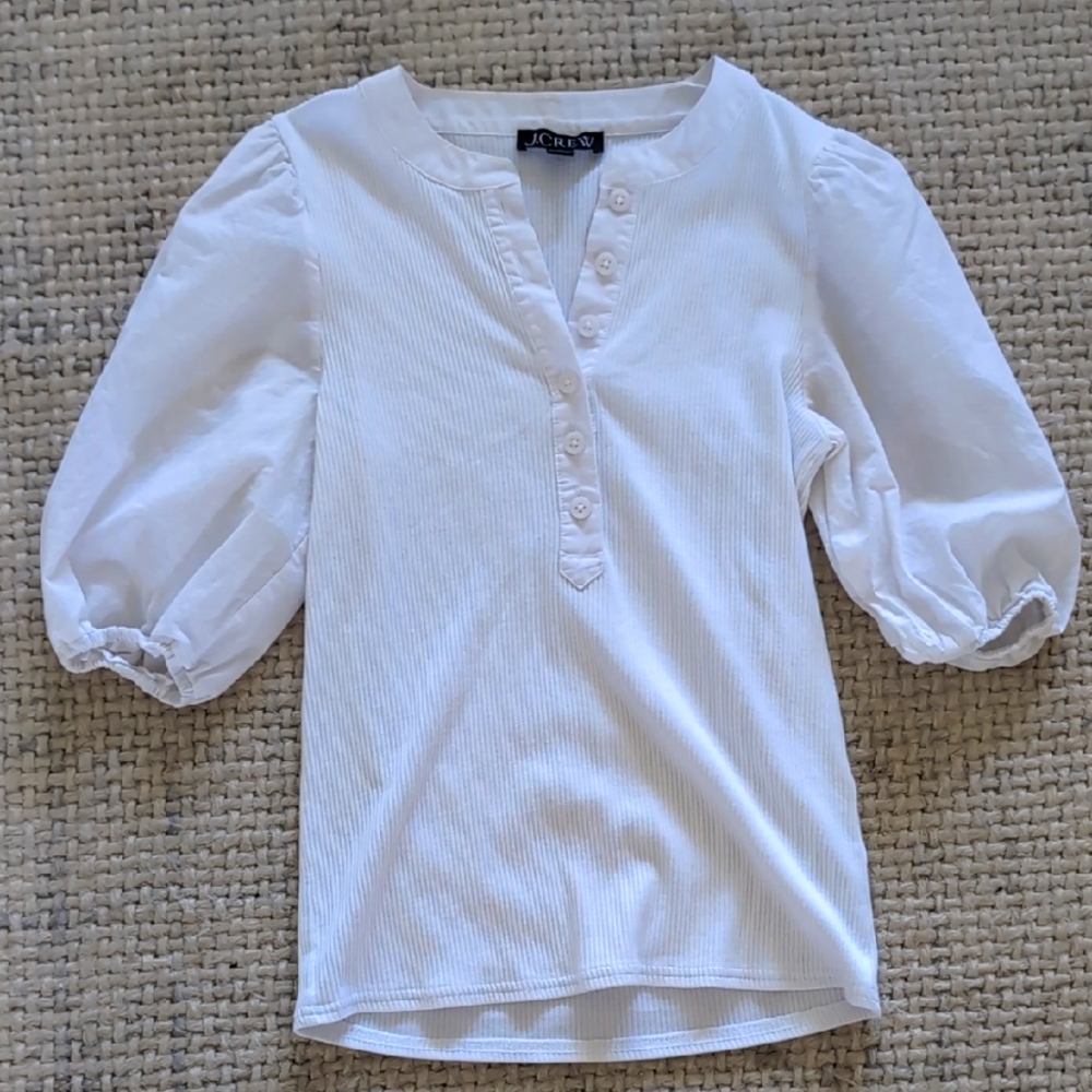 J. Crew Vintage puff sleeve Henley tee